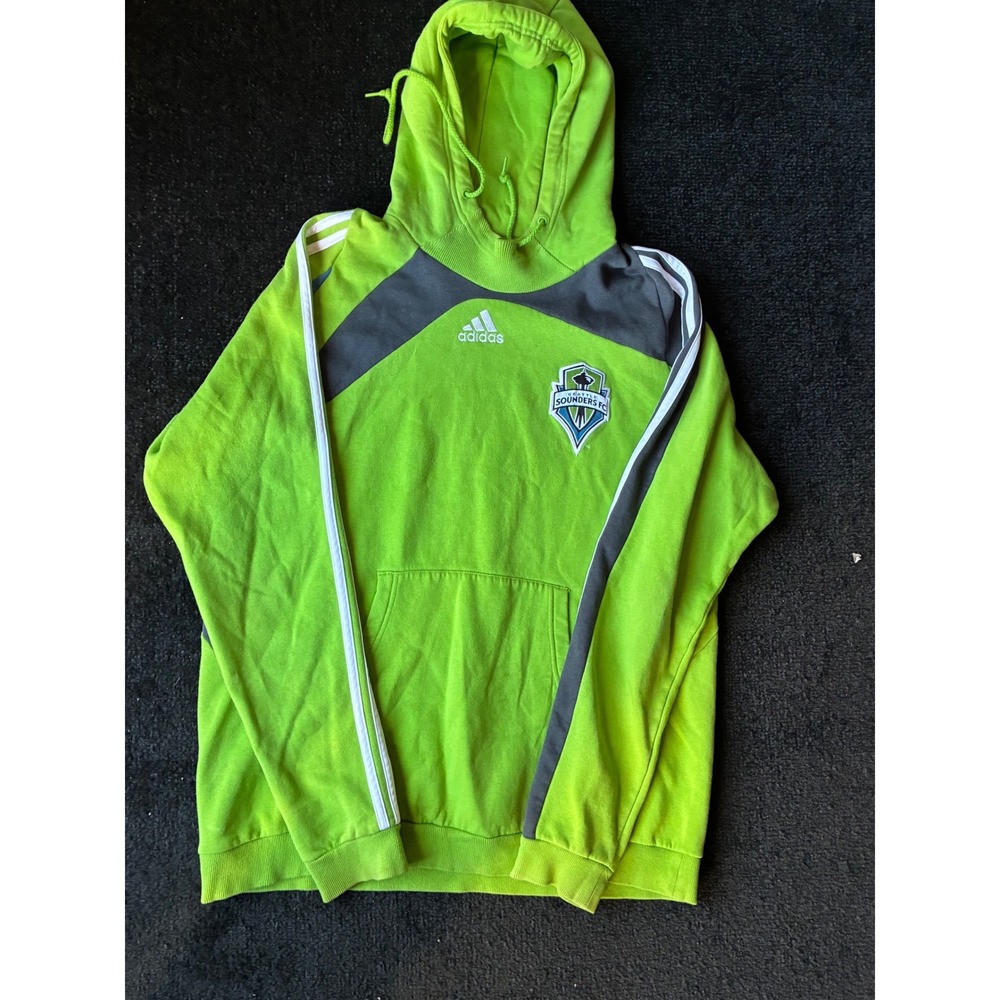 Adidas Seattle Sounders FC MLS Soccer Hoodie Neon Green Mens XL Pullover